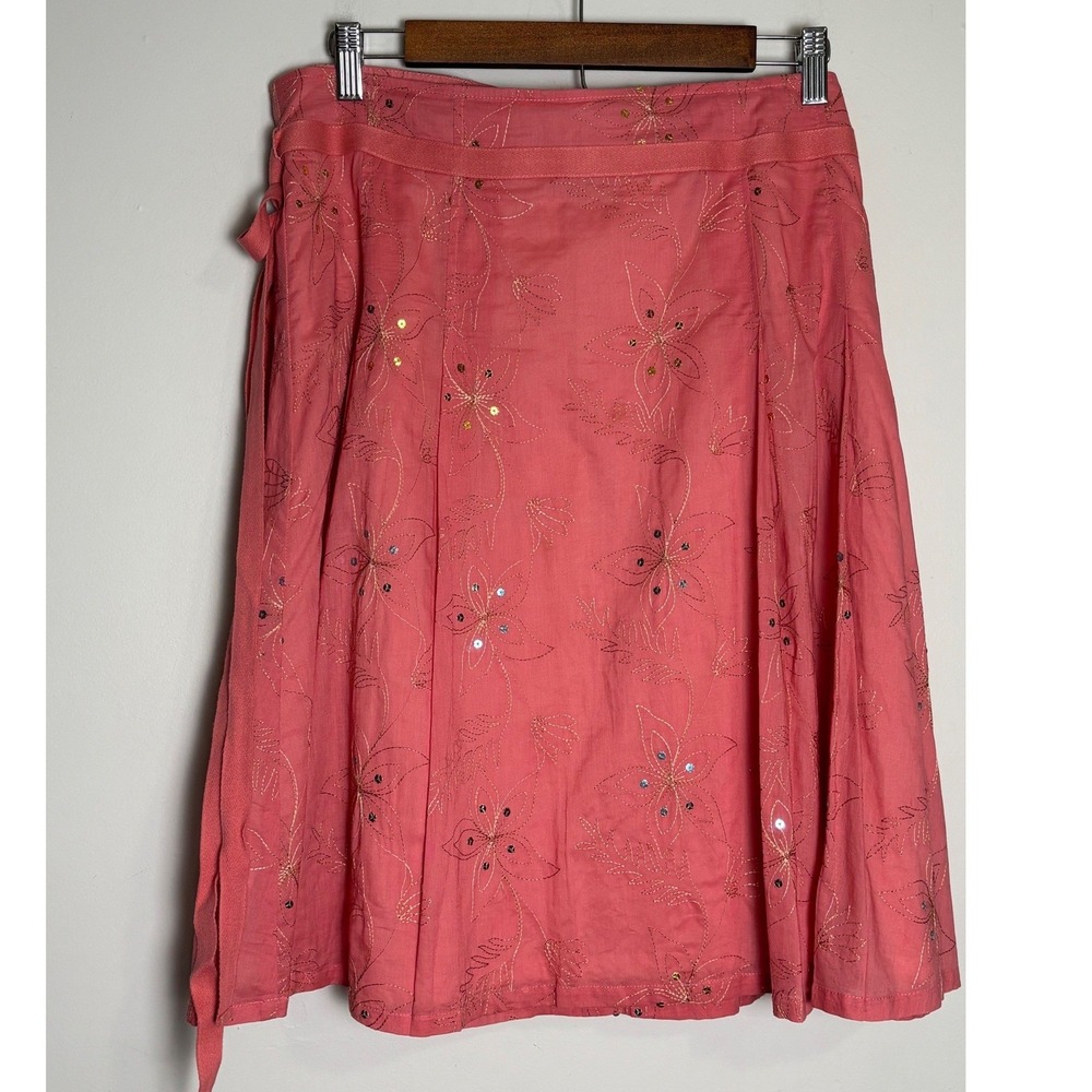Dockers Womens Pink Fairy Floral Short Skirt 12 Embroidered Cotton Boho Coquette